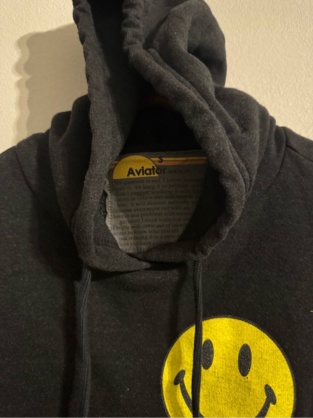 Aviator Nation Black Smiley Face Cropped Hoodie & Sweatpants Set - Picture 2 of 7